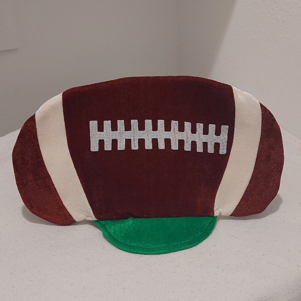 Plush Football Hat with Green Brim NWOT